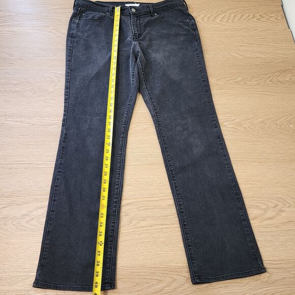 Levis 505 Denim Jeans womens 32 Straight Leg Black Faded Rockstar Grunge 36x32 - Picture 7 of 12